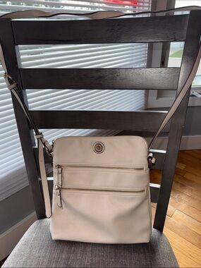 Anne Klein small off white leather crossbody bag
